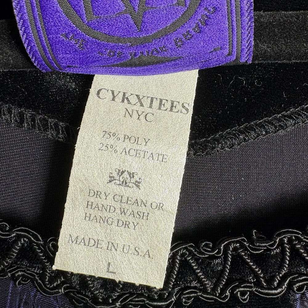 VTG Cykxtees Large‎ Black Purple Velvet Sleeveless Medieval Goth Gown Maxi Dress - Picture 6 of 12